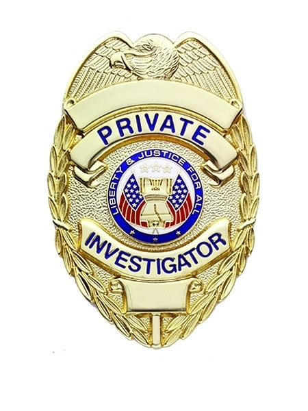 PRIVATE INVESTIGATOR Badge, Enameled & Plated Durable 5-Pc Pin/Catch, 2-1/4x3-1/8" - Image 3