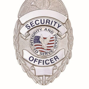 SECURITY OFFICER Lightweight Badge w/ Integrity, Enameled & Plated, Pin & Safety Catch, 2-1/4x3-1/8"