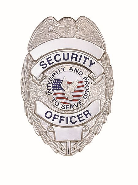 SECURITY OFFICER Lightweight Badge w/ Integrity, Enameled & Plated, Pin & Safety Catch, 2-1/4x3-1/8"