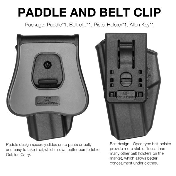 Gunflower OWB Holster Compatible with Glock 171926 Gen3-5Glock 19XGlock 44Glock 45 MOS - Image 2