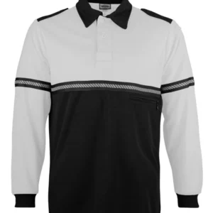Two Tone Long Sleeve Bike Patrol Shirt with Zipper Pocket and Hash Stripes